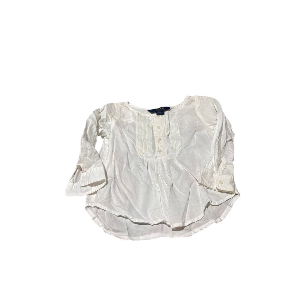 Ralph Lauren 2t creamy white all cotton gauzy button down blouse euc